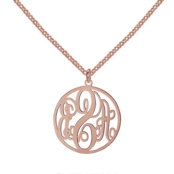 Personalized 925 Sterling Silver Hollow Round Pendant Necklace, Engrave Initials Necklace, Gift Jewelry for Friends & Family