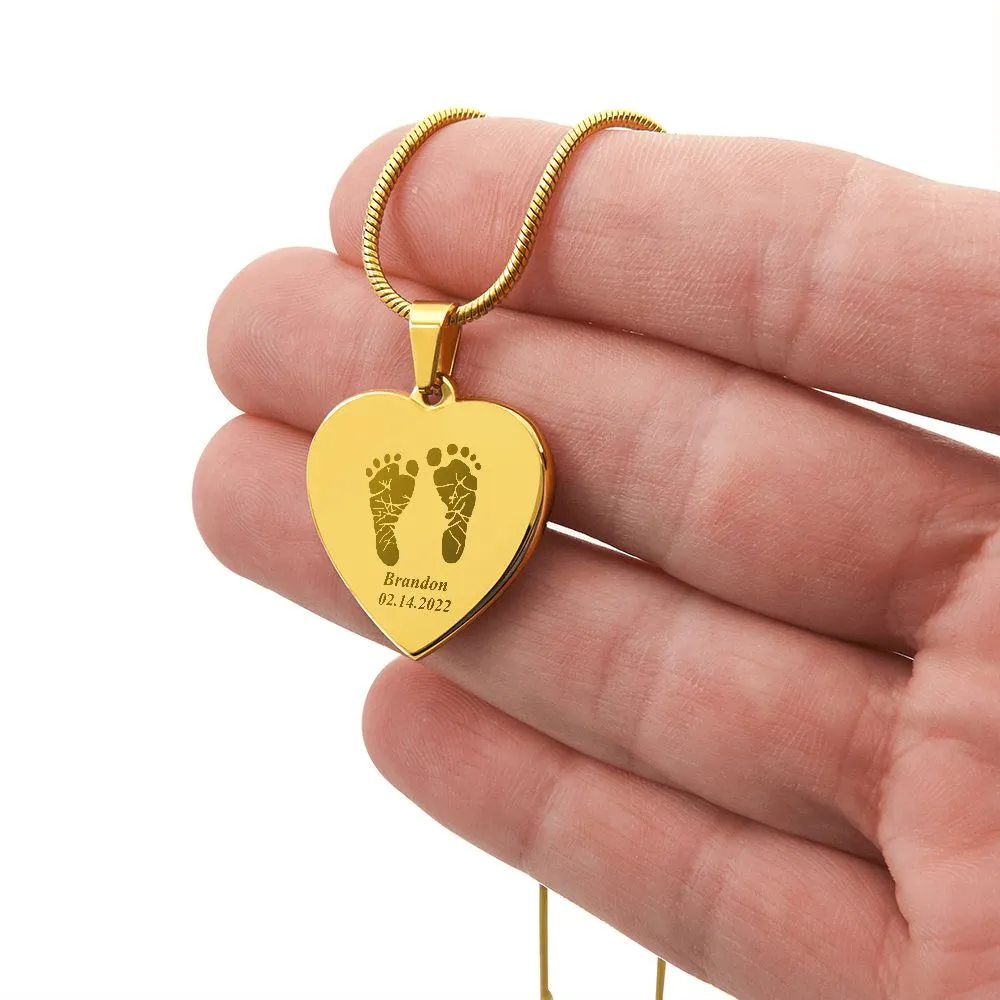 Personalized Baby Footprint Necklace, Newborn Gift for New Mom, Unique First Mother's Day Gift, Baby Shower Necklace, New Mom Gift