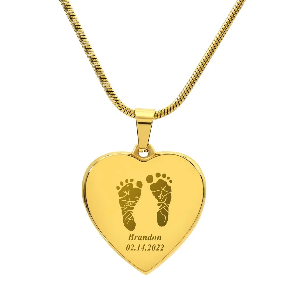 Personalized Baby Footprint Necklace, Newborn Gift for New Mom, Unique First Mother's Day Gift, Baby Shower Necklace, New Mom Gift