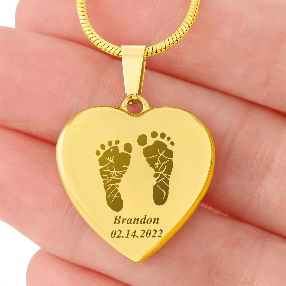 Personalized Baby Footprint Necklace, Newborn Gift for New Mom, Unique First Mother's Day Gift, Baby Shower Necklace, New Mom Gift
