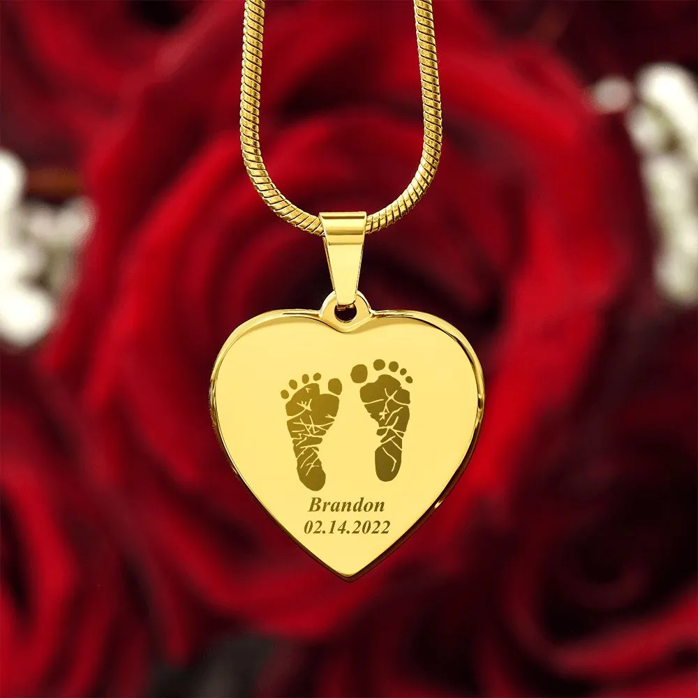 Personalized Baby Footprint Necklace, Newborn Gift for New Mom, Unique First Mother's Day Gift, Baby Shower Necklace, New Mom Gift