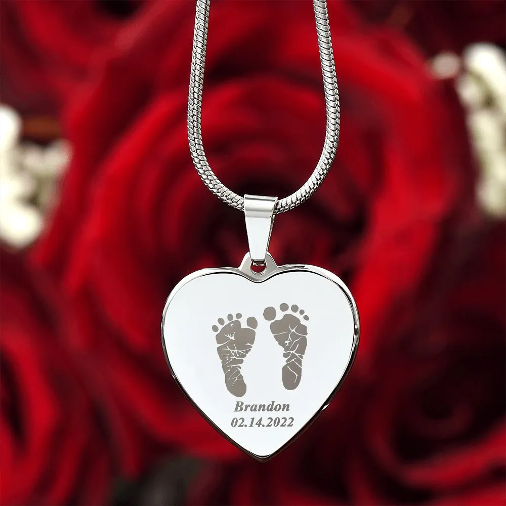 Personalized Baby Footprint Necklace, Newborn Gift for New Mom, Unique First Mother's Day Gift, Baby Shower Necklace, New Mom Gift