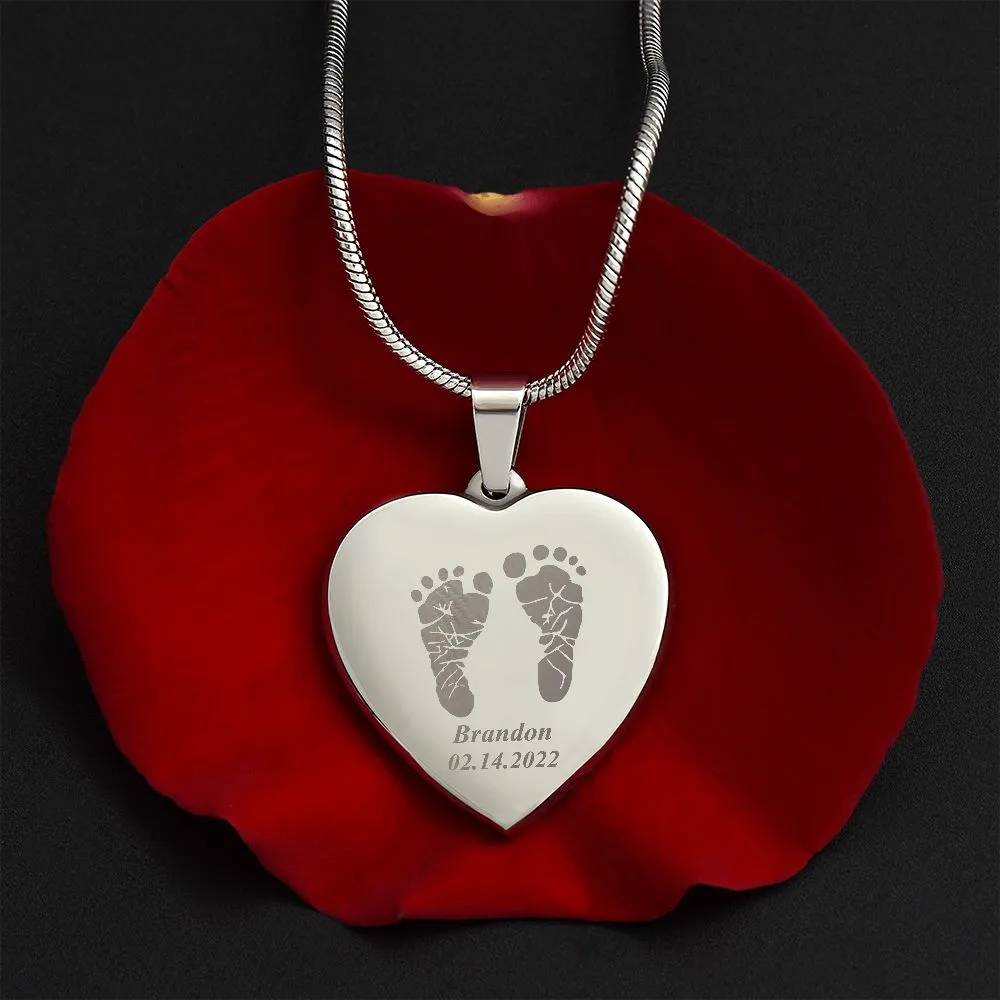 Personalized Baby Footprint Necklace, Newborn Gift for New Mom, Unique First Mother's Day Gift, Baby Shower Necklace, New Mom Gift