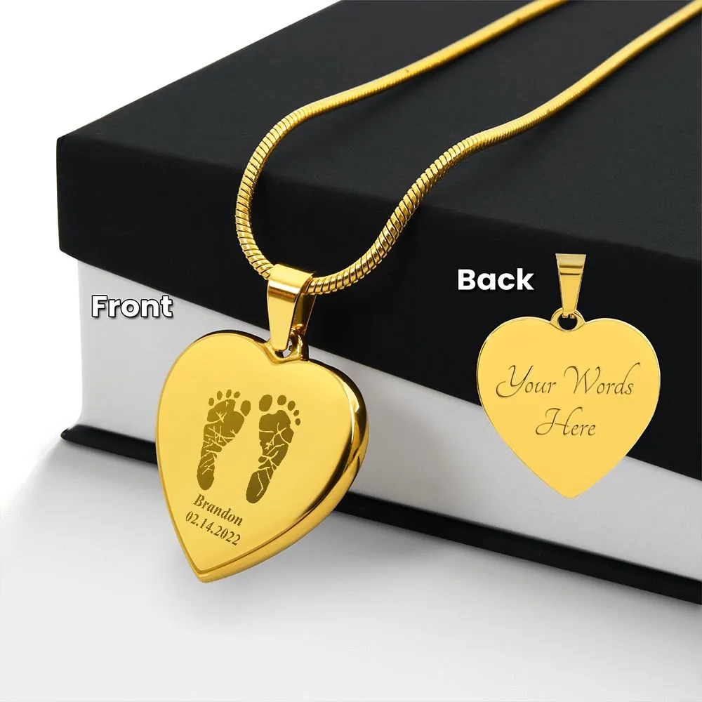 Personalized Baby Footprint Necklace, Newborn Gift for New Mom, Unique First Mother's Day Gift, Baby Shower Necklace, New Mom Gift