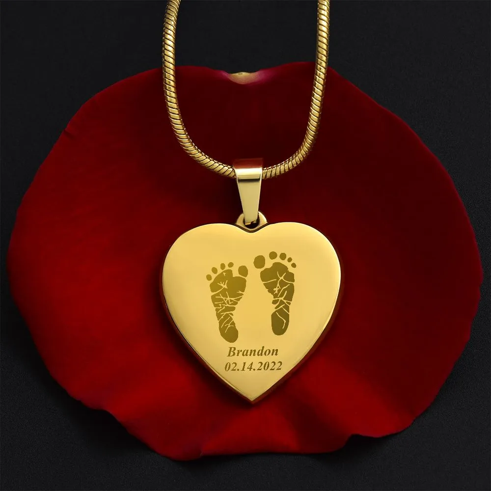 Personalized Baby Footprint Necklace, Newborn Gift for New Mom, Unique First Mother's Day Gift, Baby Shower Necklace, New Mom Gift