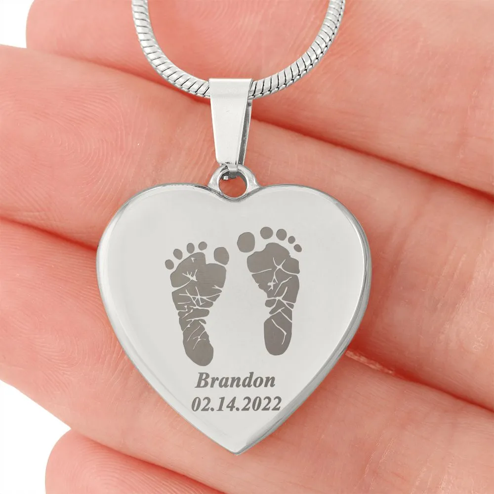 Personalized Baby Footprint Necklace, Newborn Gift for New Mom, Unique First Mother's Day Gift, Baby Shower Necklace, New Mom Gift