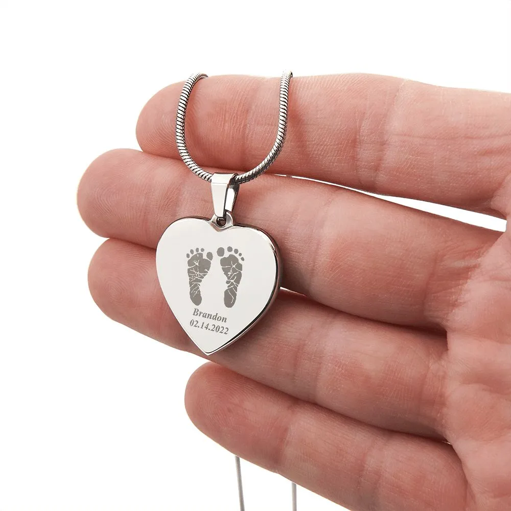 Personalized Baby Footprint Necklace, Newborn Gift for New Mom, Unique First Mother's Day Gift, Baby Shower Necklace, New Mom Gift