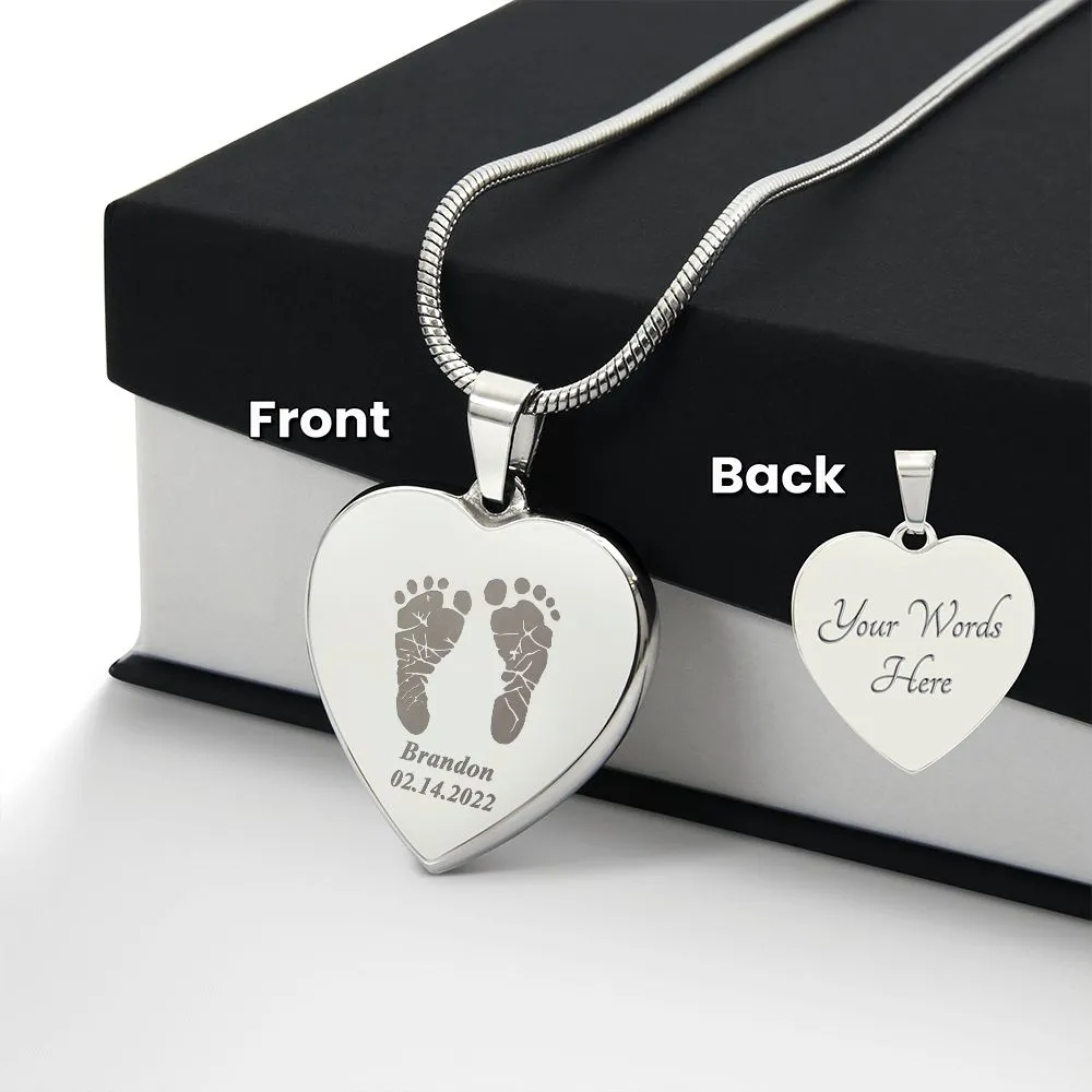 Personalized Baby Footprint Necklace, Newborn Gift for New Mom, Unique First Mother's Day Gift, Baby Shower Necklace, New Mom Gift