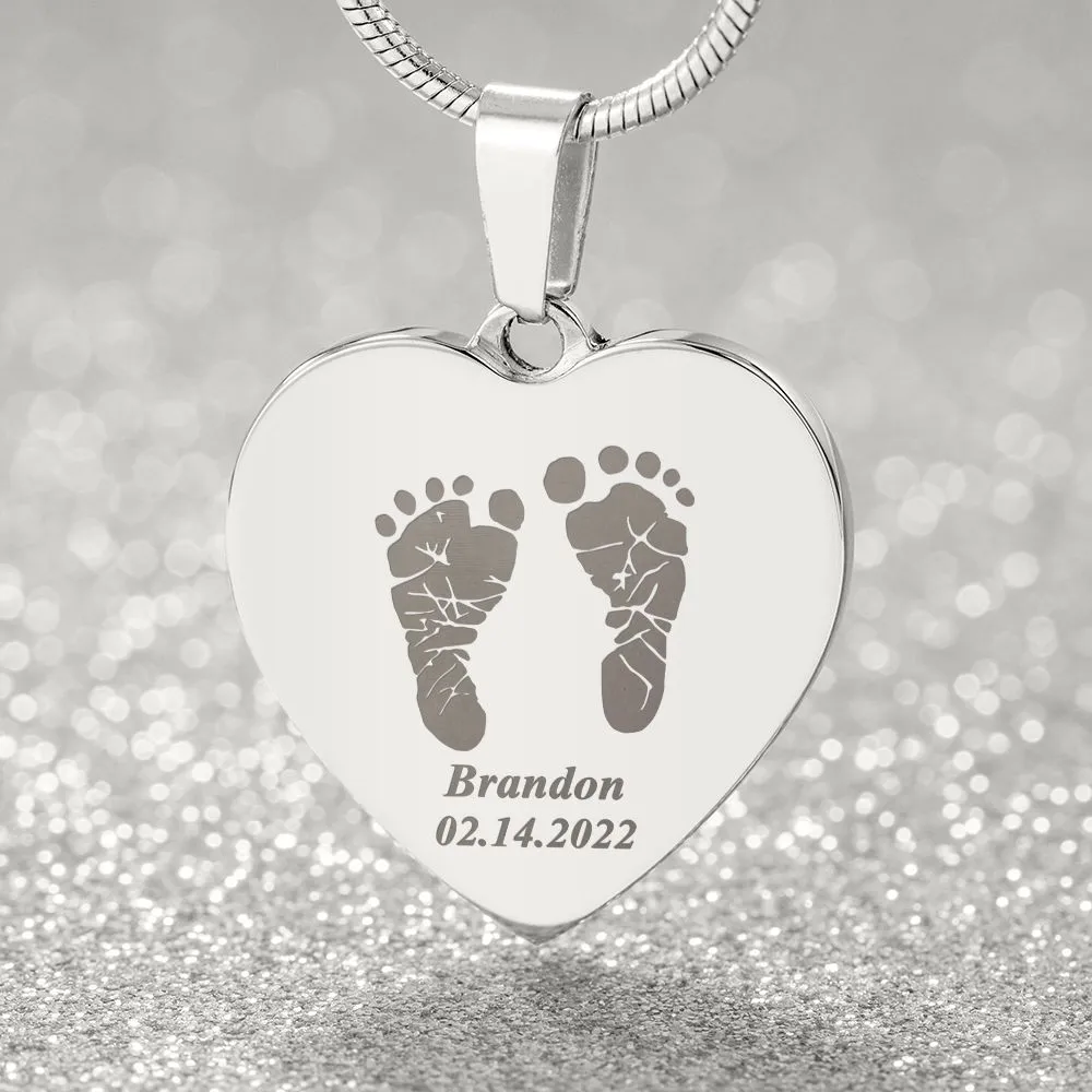 Personalized Baby Footprint Necklace, Newborn Gift for New Mom, Unique First Mother's Day Gift, Baby Shower Necklace, New Mom Gift