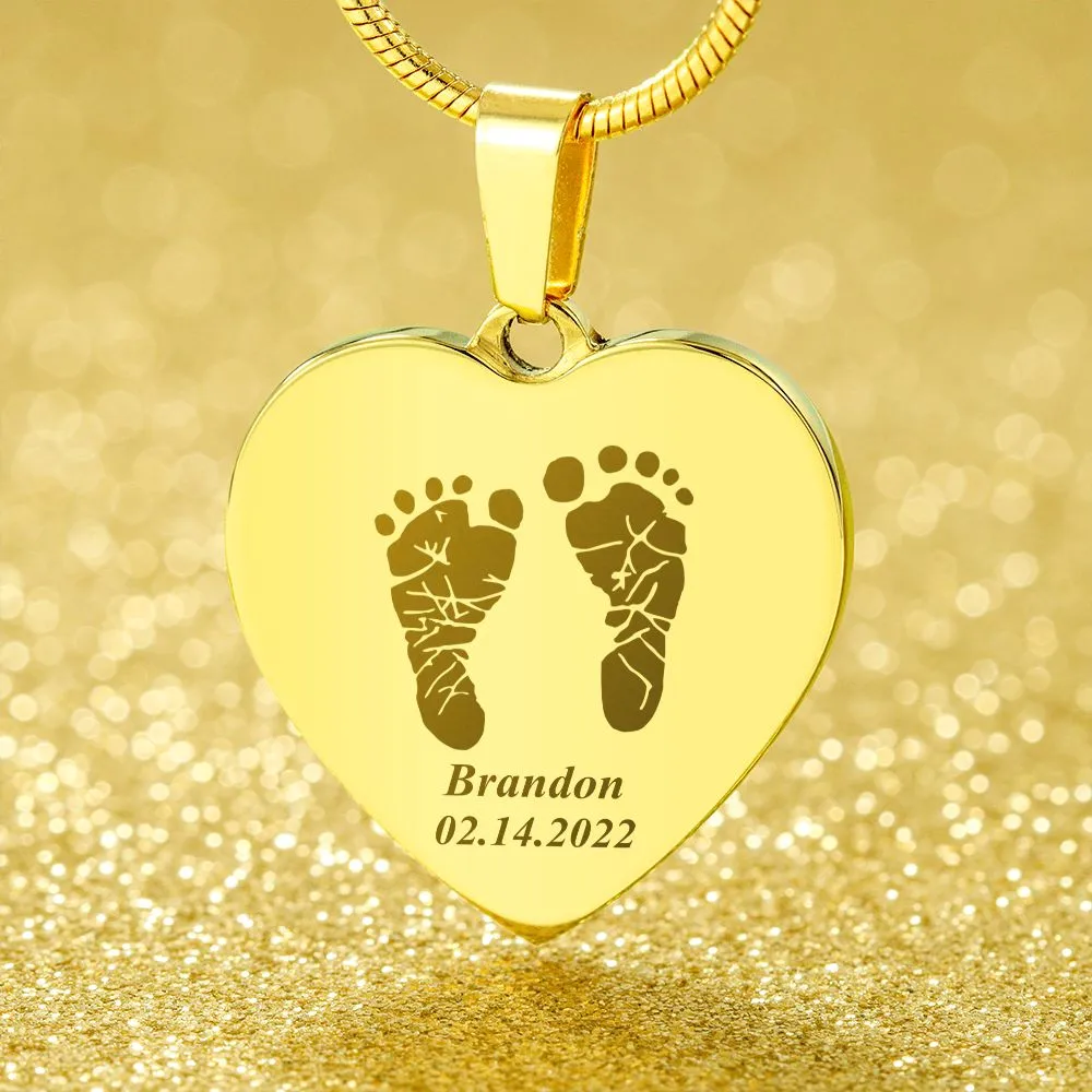 Personalized Baby Footprint Necklace, Newborn Gift for New Mom, Unique First Mother's Day Gift, Baby Shower Necklace, New Mom Gift