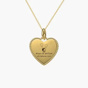 Personalized Beaded heart Pendant Necklace