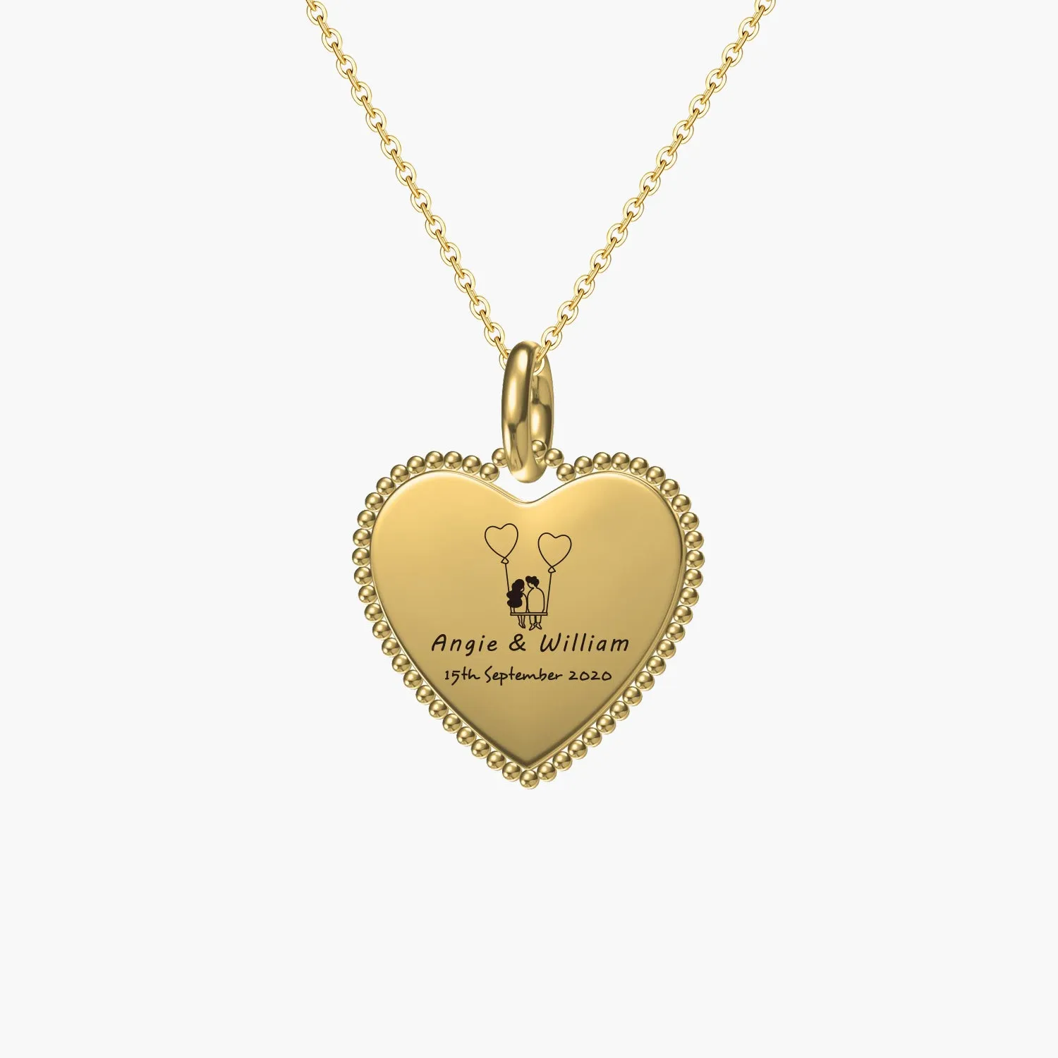 Personalized Beaded heart Pendant Necklace