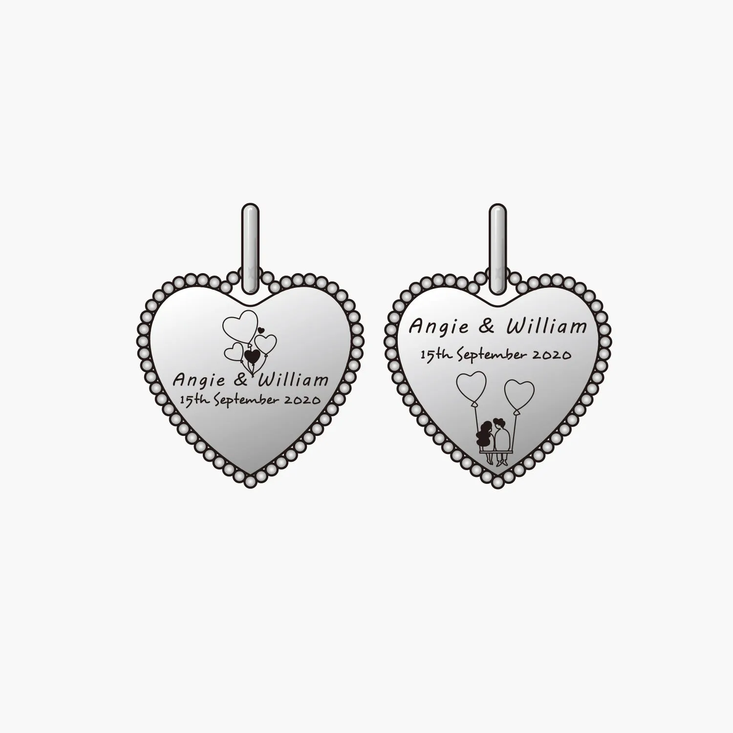 Personalized Beaded heart Pendant Necklace