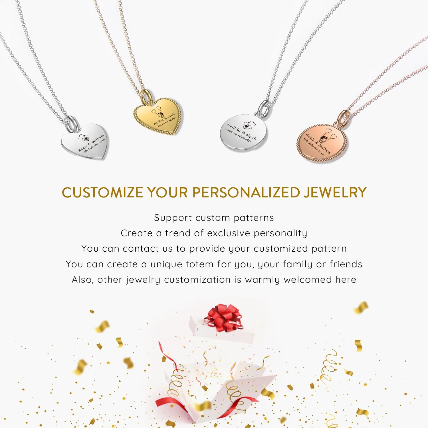 Personalized Beaded heart Pendant Necklace