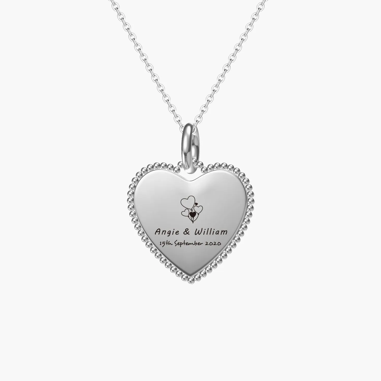 Personalized Beaded heart Pendant Necklace