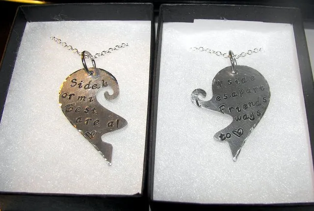 personalized Best Friend necklace set, Side by side or miles apart,  personalized jewelry, hand stamped necklace, hand stamped jewelry,