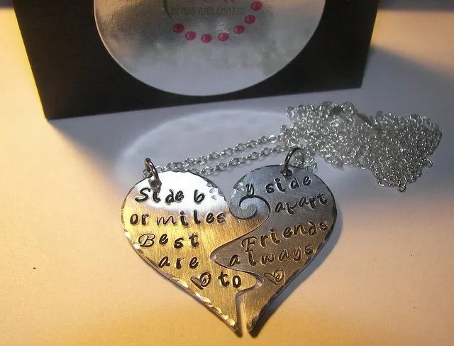 personalized Best Friend necklace set, Side by side or miles apart,  personalized jewelry, hand stamped necklace, hand stamped jewelry,