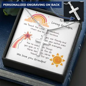 Personalized Cross Necklace for Grandpa-We love you!
