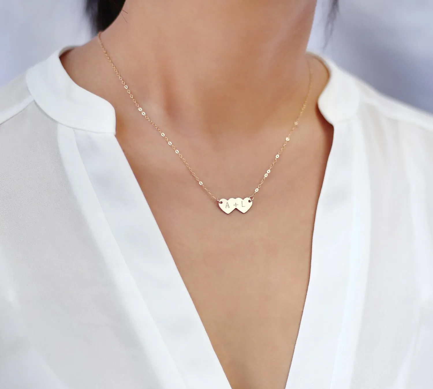 Personalized Double Heart Necklace