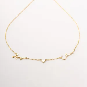 Personalized Double Name Necklace with Heart