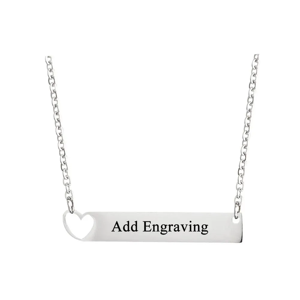 Personalized Heart Necklace for Women with Custom Name Bar Pendant, Gift for Girlfriend