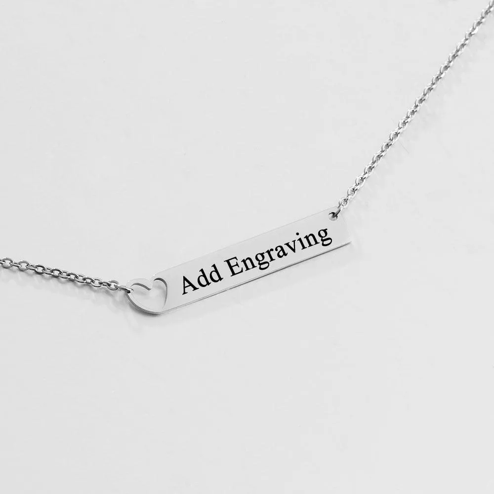 Personalized Heart Necklace for Women with Custom Name Bar Pendant, Gift for Girlfriend