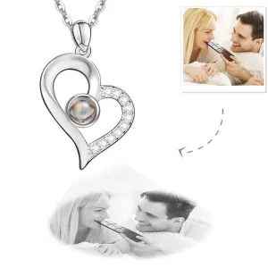 Personalized Heart Pendant Photo Projection Necklace