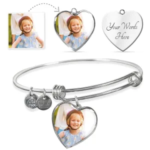 Personalized Heart Shaped Photo Bangle Bracelet