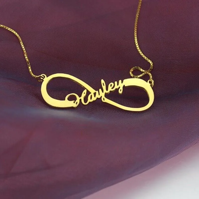 Personalized Name 925 Sterling Silver Customized Infinity Nameplate Necklaces Pendants Gift For Women