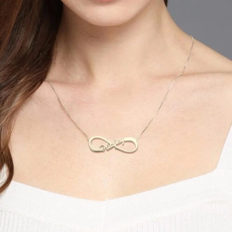 Personalized Name 925 Sterling Silver Customized Infinity Nameplate Necklaces Pendants Gift For Women