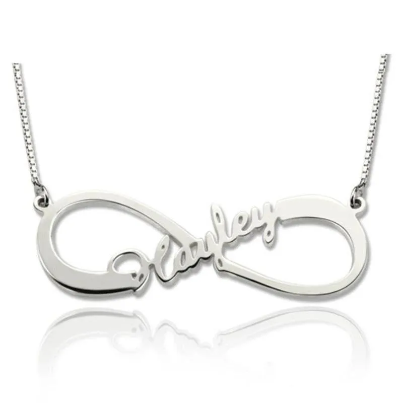 Personalized Name 925 Sterling Silver Customized Infinity Nameplate Necklaces Pendants Gift For Women
