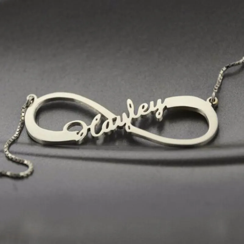 Personalized Name 925 Sterling Silver Customized Infinity Nameplate Necklaces Pendants Gift For Women
