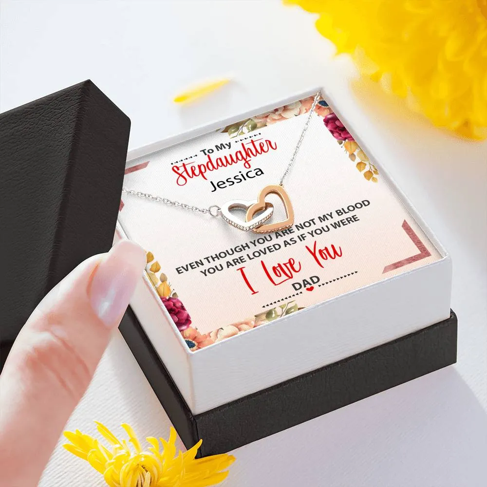 Personalized Names To My Stepdaughter Interlocking Hearts Necklace