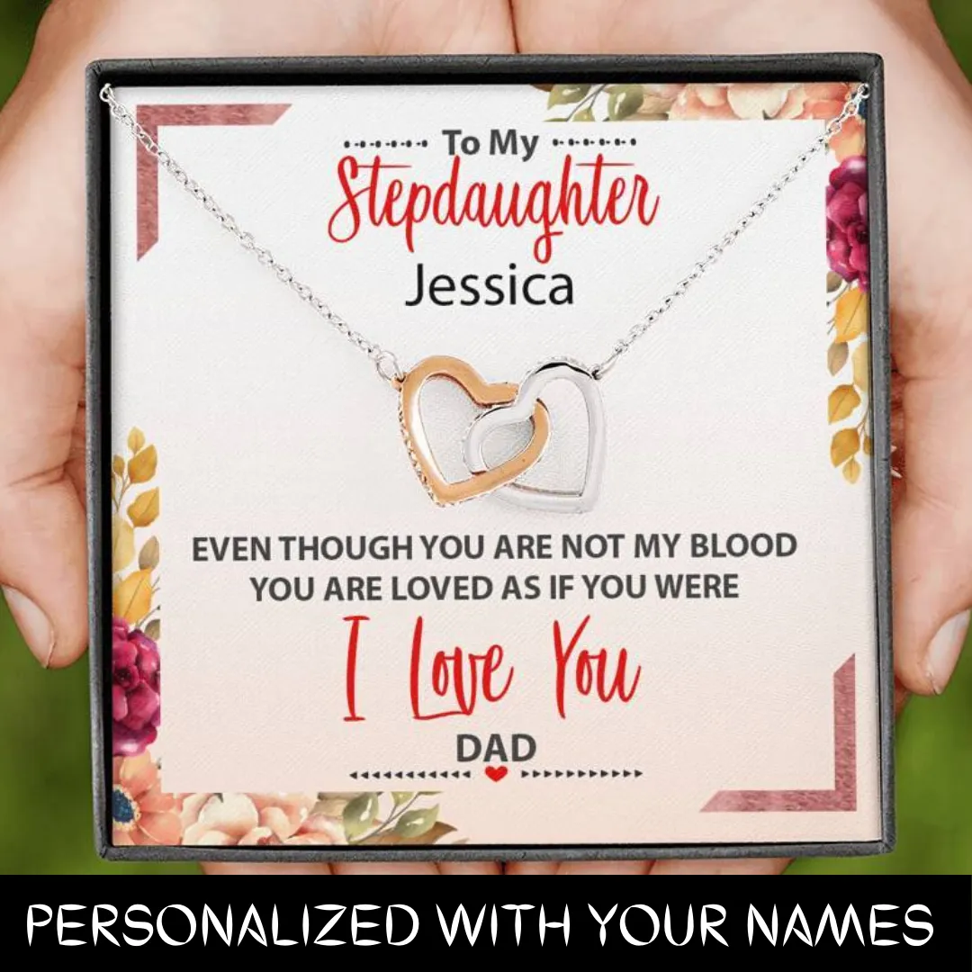 Personalized Names To My Stepdaughter Interlocking Hearts Necklace