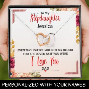 Personalized Names To My Stepdaughter Interlocking Hearts Necklace