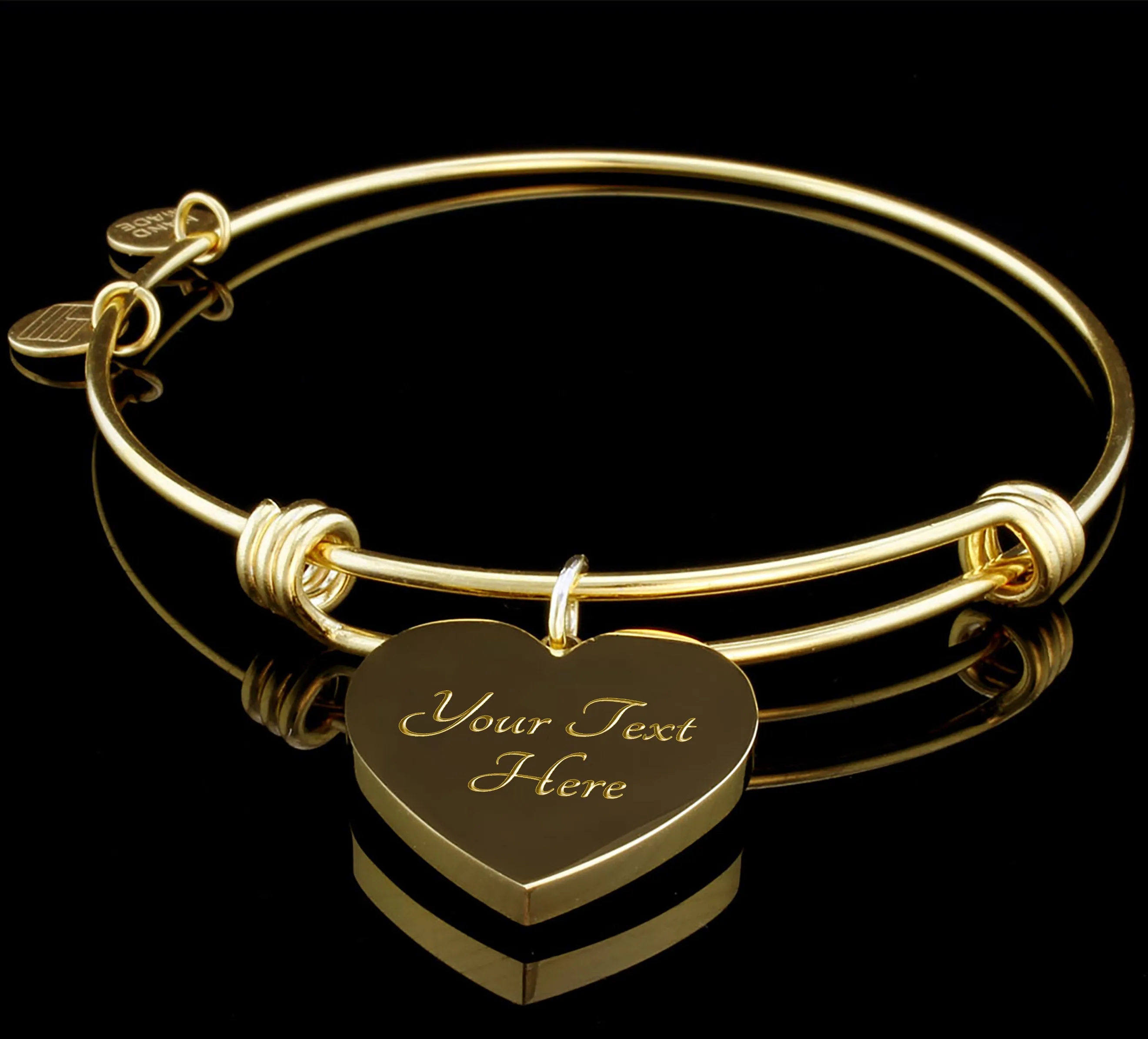 Personalized Photo Heart Pendant Bangle With Back Engraving Gift For Her - Bangle HeartM77