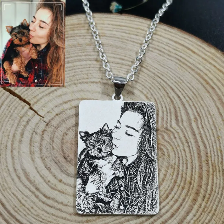 Personalized Rectangle Photo Necklace