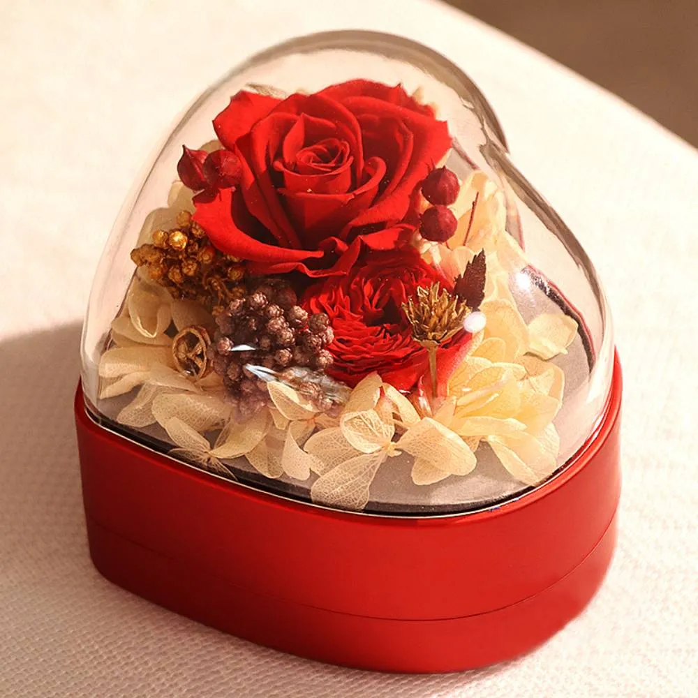 Personalized Rose Jewelry Heart Box With Projection Necklace