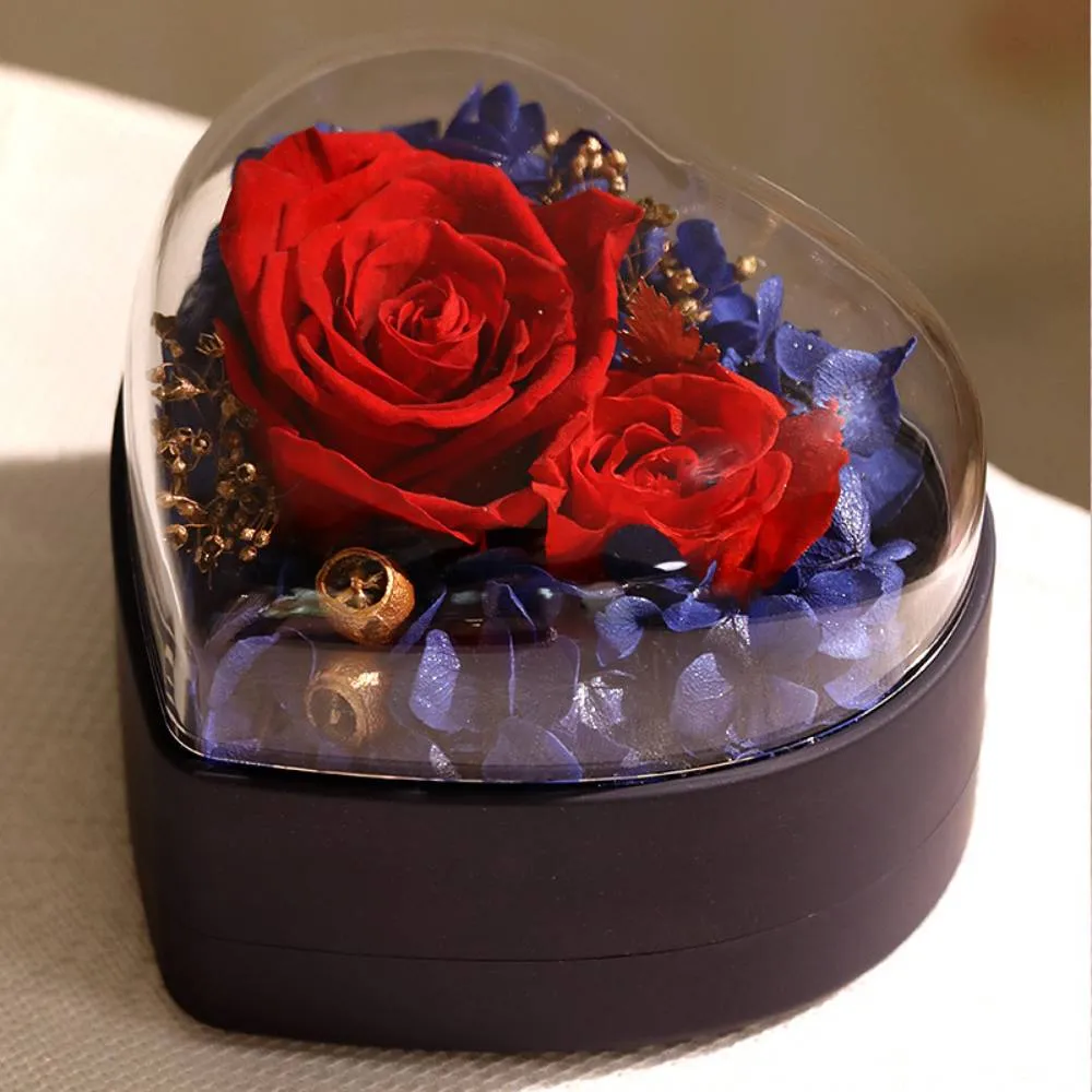 Personalized Rose Jewelry Heart Box With Projection Necklace