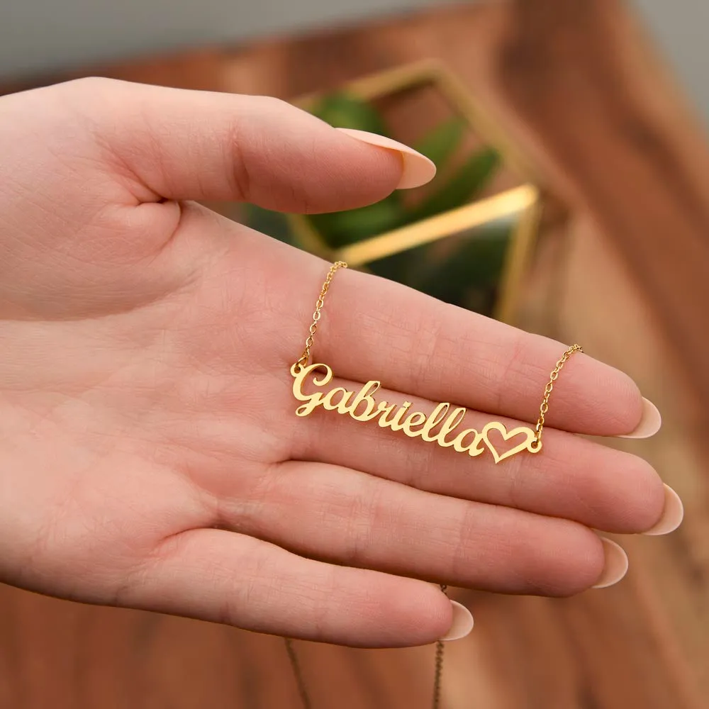 Personalized Script Name Necklace With Heart Gift for Daughter 010