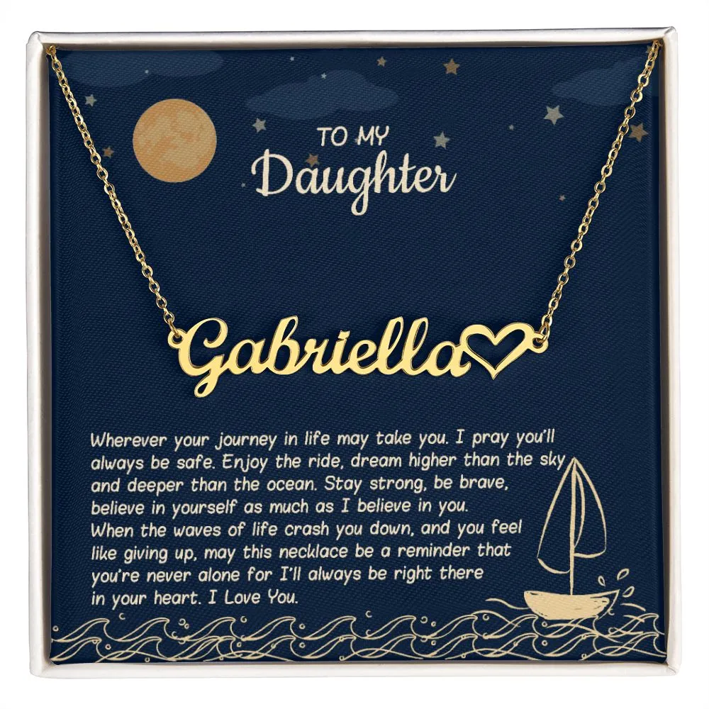 Personalized Script Name Necklace With Heart Gift for Daughter 010