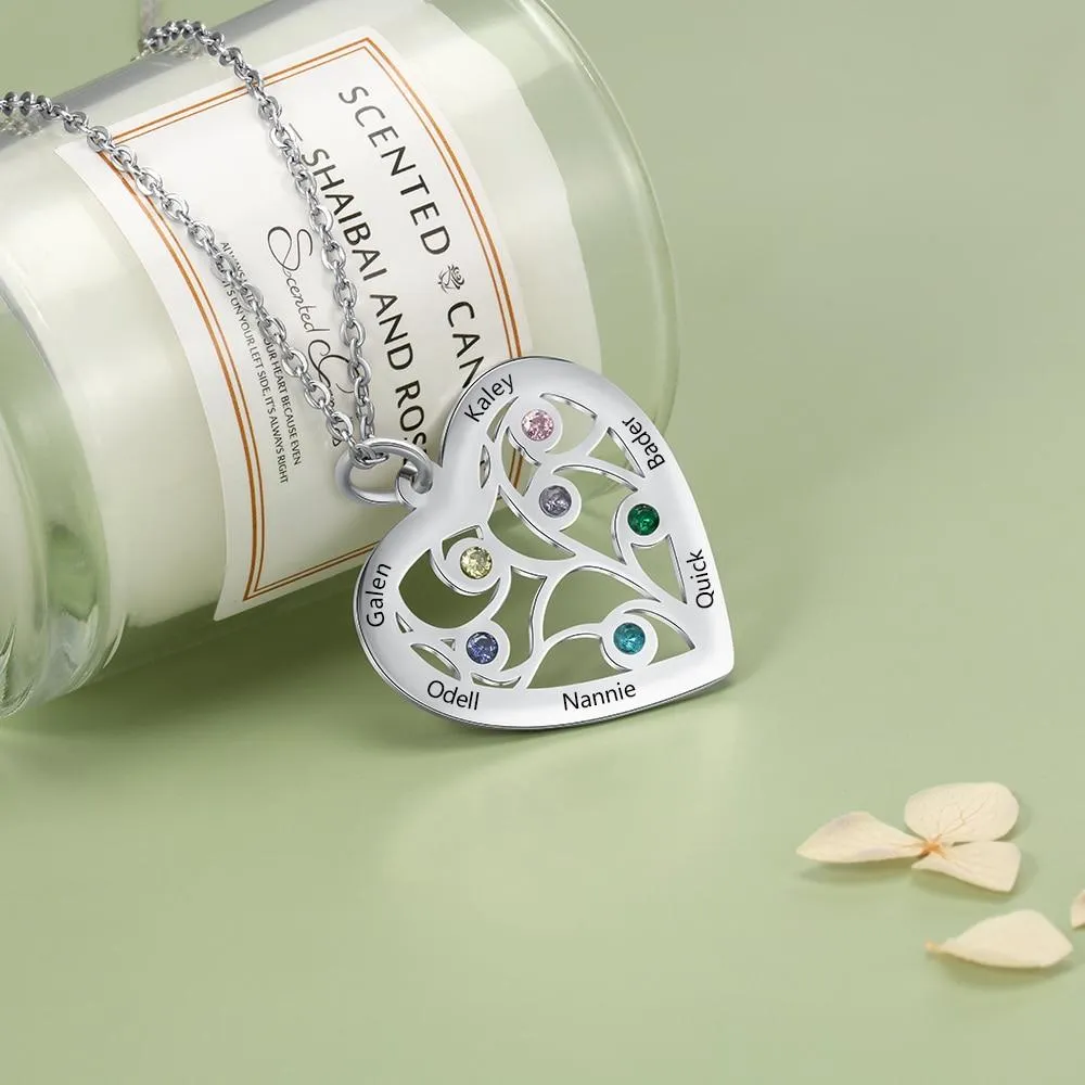 Personalized Stainless Steel Necklace with Birthstone & Name Engrave Pendant, Friendship Gift Jewelry