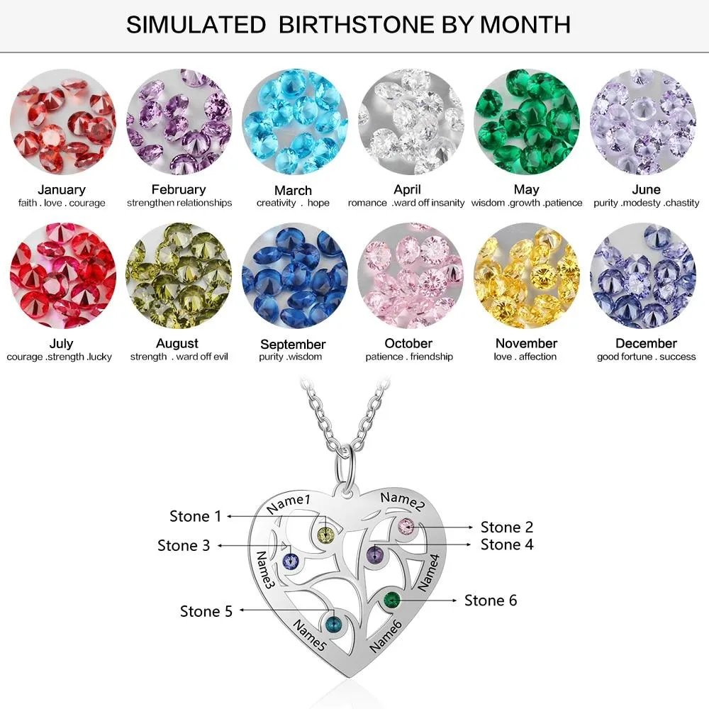 Personalized Stainless Steel Necklace with Birthstone & Name Engrave Pendant, Friendship Gift Jewelry