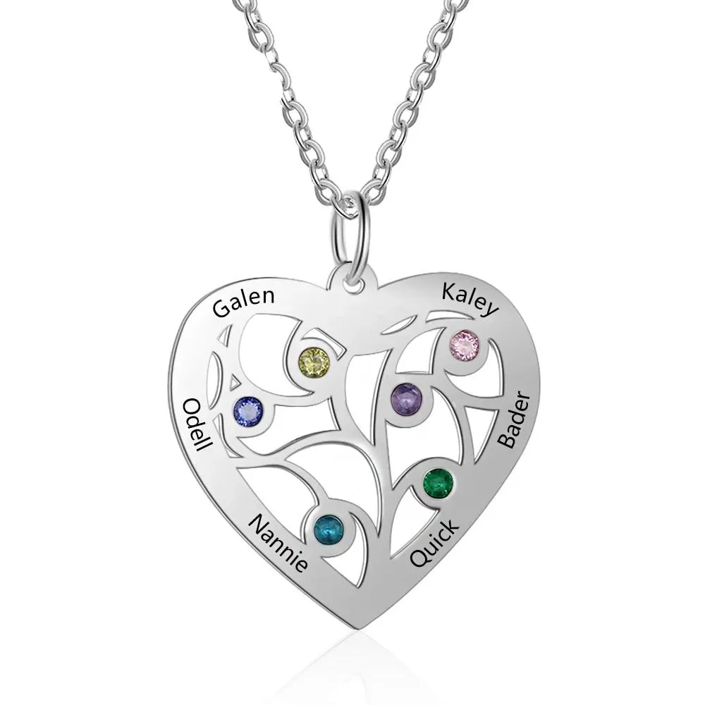 Personalized Stainless Steel Necklace with Birthstone & Name Engrave Pendant, Friendship Gift Jewelry