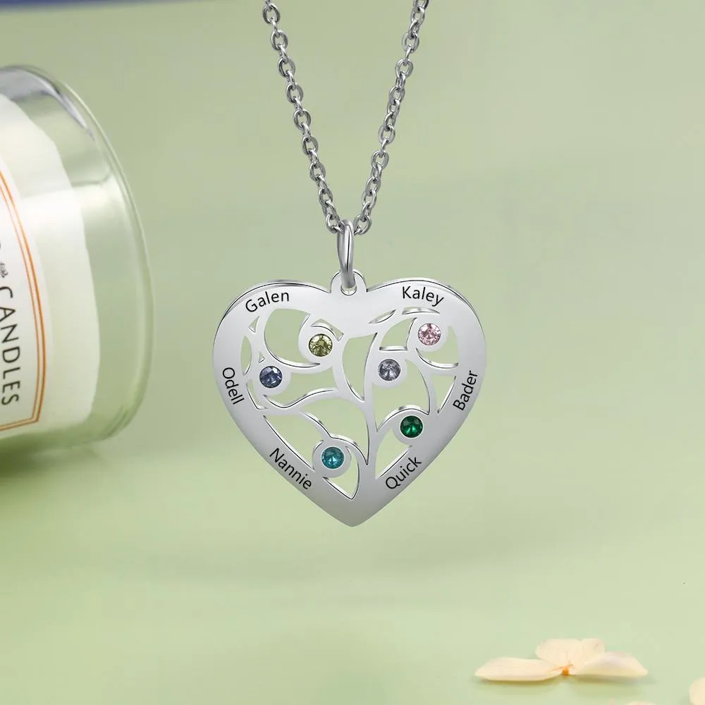 Personalized Stainless Steel Necklace with Birthstone & Name Engrave Pendant, Friendship Gift Jewelry