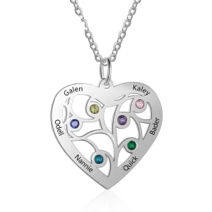 Personalized Stainless Steel Necklace with Birthstone & Name Engrave Pendant, Friendship Gift Jewelry