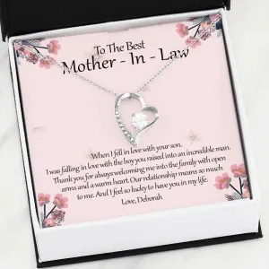 Personalized To The Best Mother-In-Law Heart Shaped Necklace