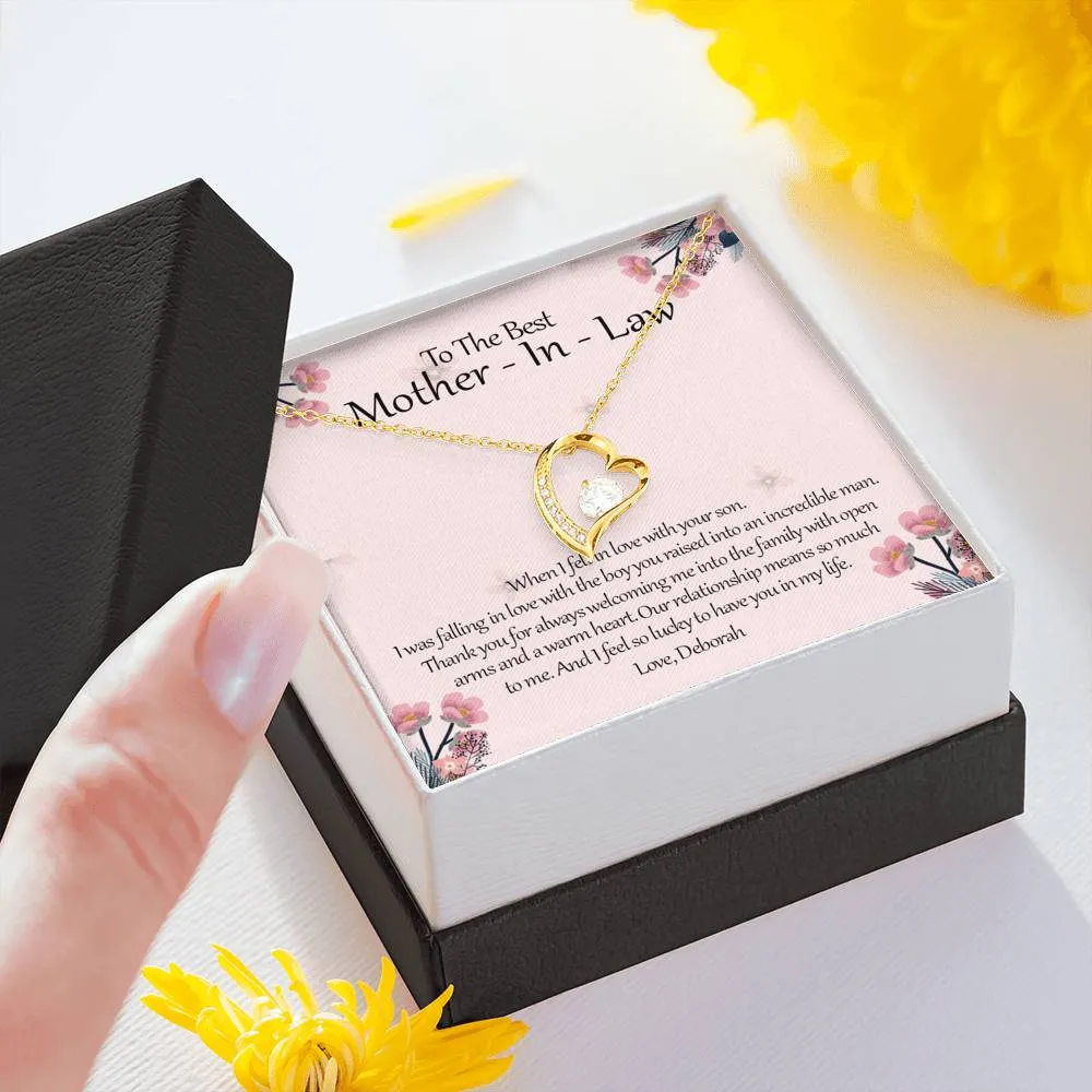 Personalized To The Best Mother-In-Law Heart Shaped Necklace