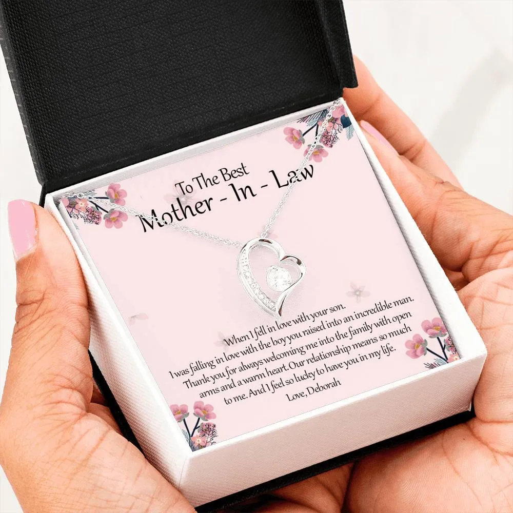 Personalized To The Best Mother-In-Law Heart Shaped Necklace
