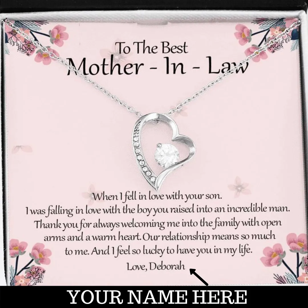 Personalized To The Best Mother-In-Law Heart Shaped Necklace